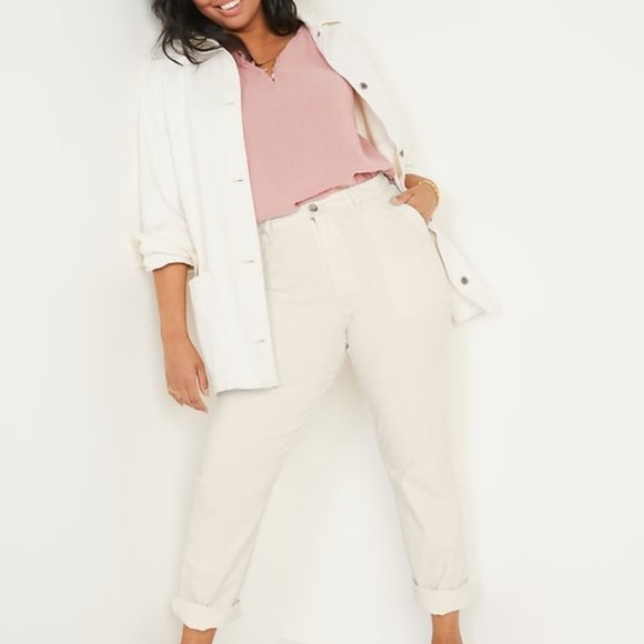 NWT Old Navy High-Waisted Straight Canvas Women's Workwear Pants Size 14 Tall - Picture 2 of 9